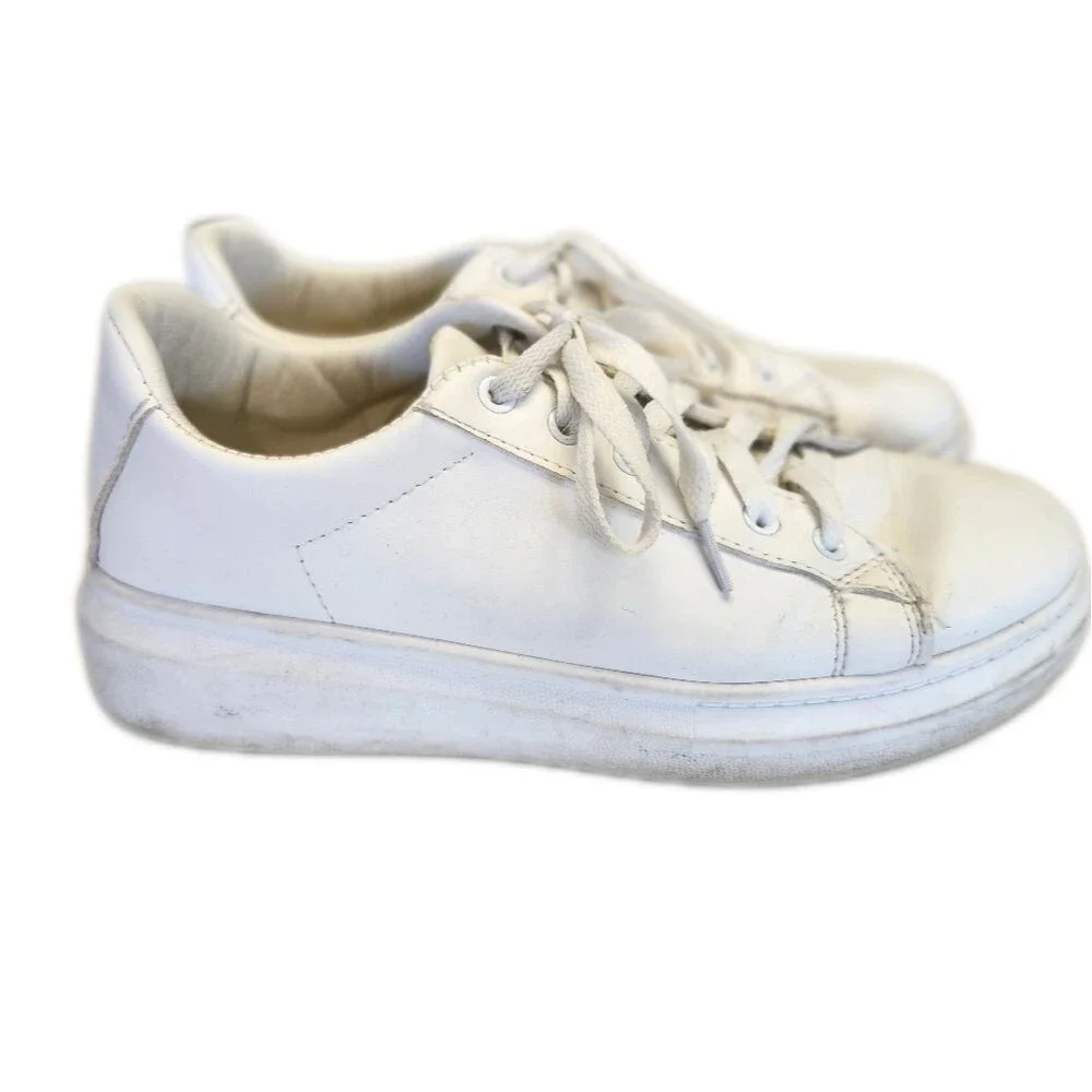 C&C California white vegan faux leather lace-up sneakers, 8.5